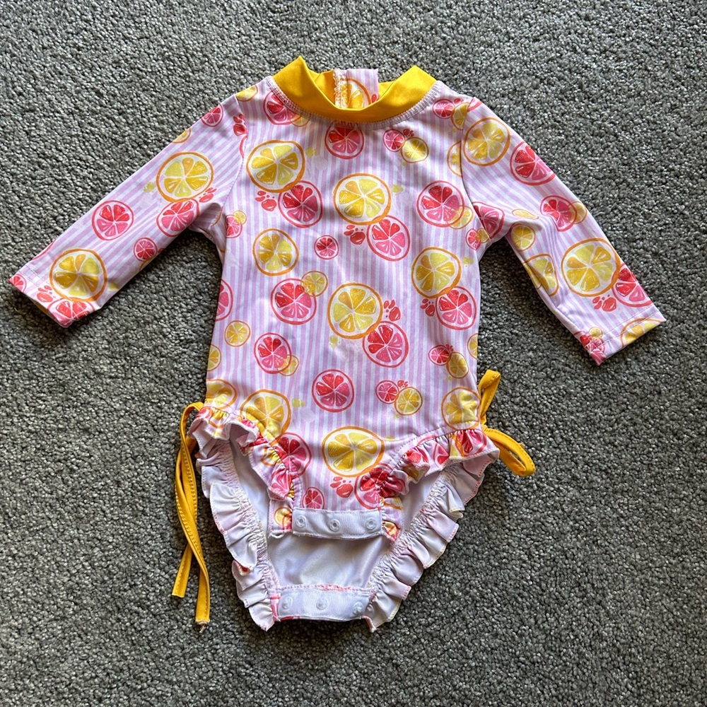 Amazon Kids Citrus Print Rashguard - Pink and Yellow